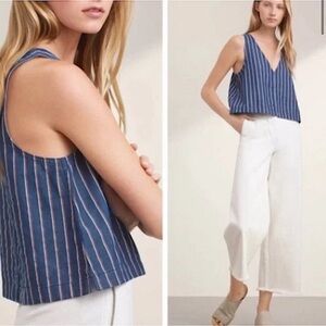 Aritzia Wilfred Free Striped Blue Sleeveless Top